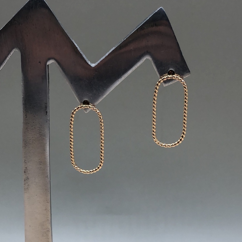 14k Gold Filled GF Modernist Style Trendy Earrings Marked RGF Front Hoop